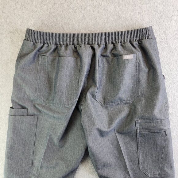 Figs Scrub Pants Womens Medium Gray Yola Skinny Leg Zip Cargo Blue Drawstring - Picture 6 of 16
